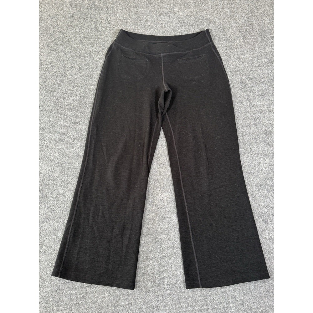 Ibex Women's Izzi Pants L Black Merino Wool Lounge Wide Leg USA Made‎ FLAWED